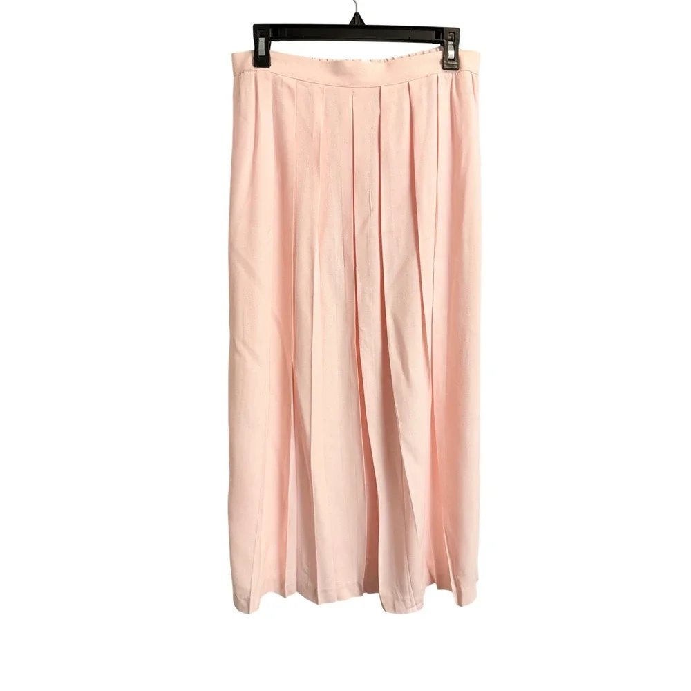 Jessica Howard Pink Skirt Suit Set 14 Embroidered Beaded Blazer Pleated Midi